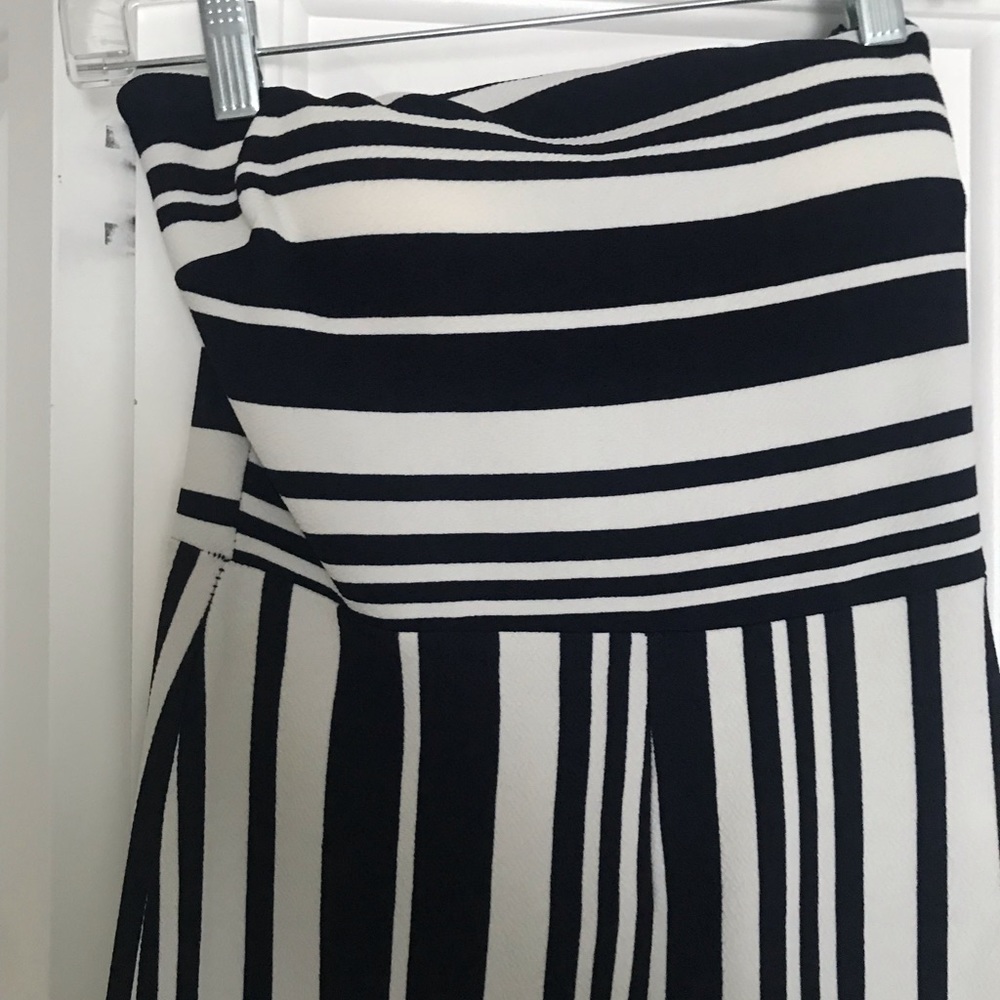 Navy and white striped jumpsuit